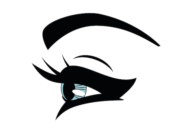 Vector illustration of profile woman blue eye and eyebrow