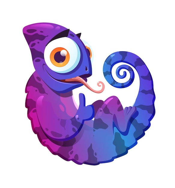 Illustration of purple chameleon character