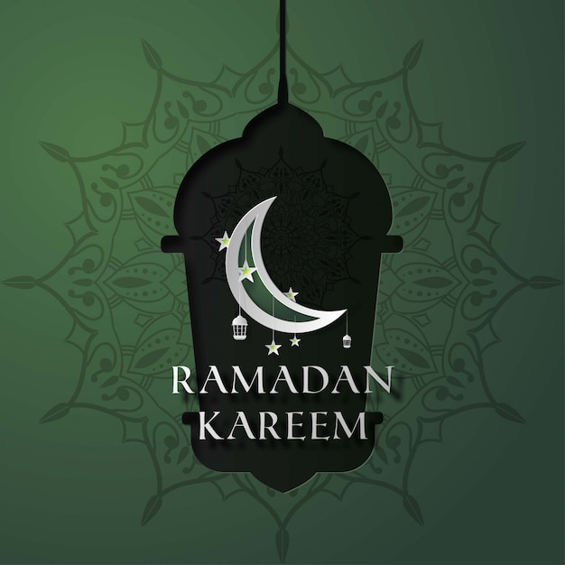 illustration of ramadan kareem with mandala background