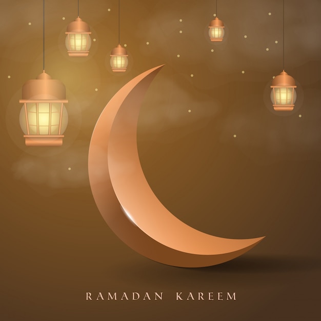 illustration of ramadan kareem with moon