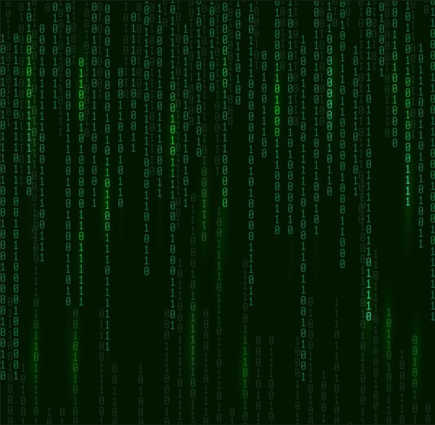 Vector illustration of random green binary code background