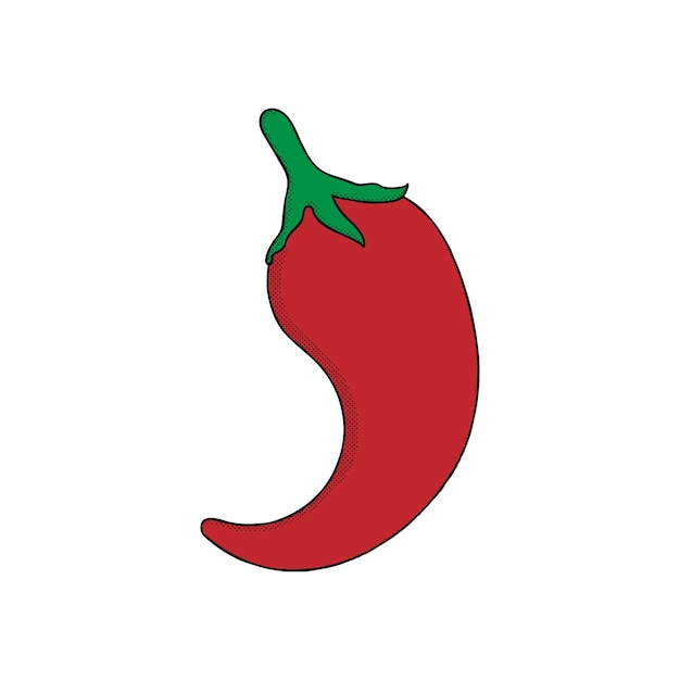 Illustration of red chili pepper in retro cartoon