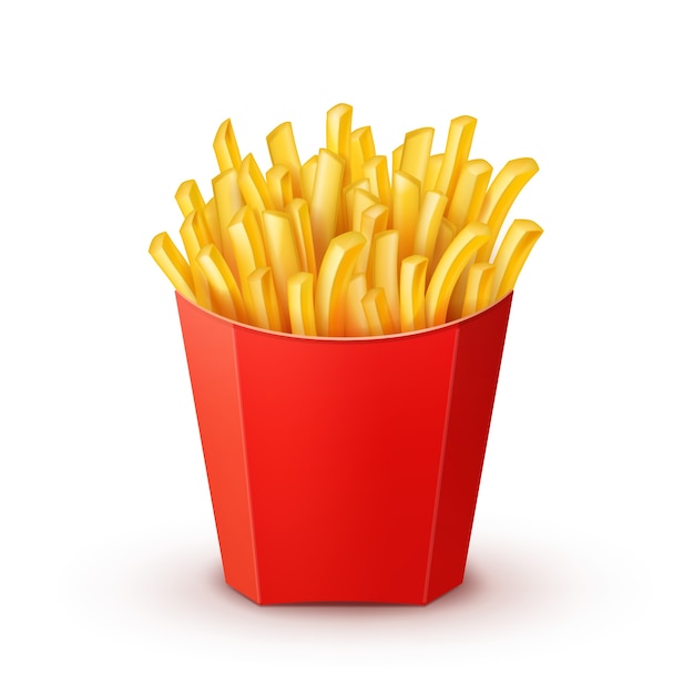 illustration of red paper box of big portion French fries