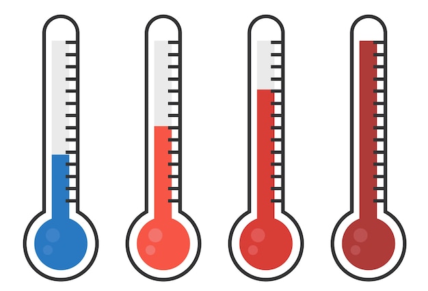 Illustration of red thermometers with different levels