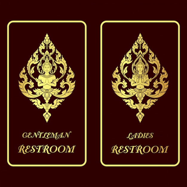 illustration restroom golden signs