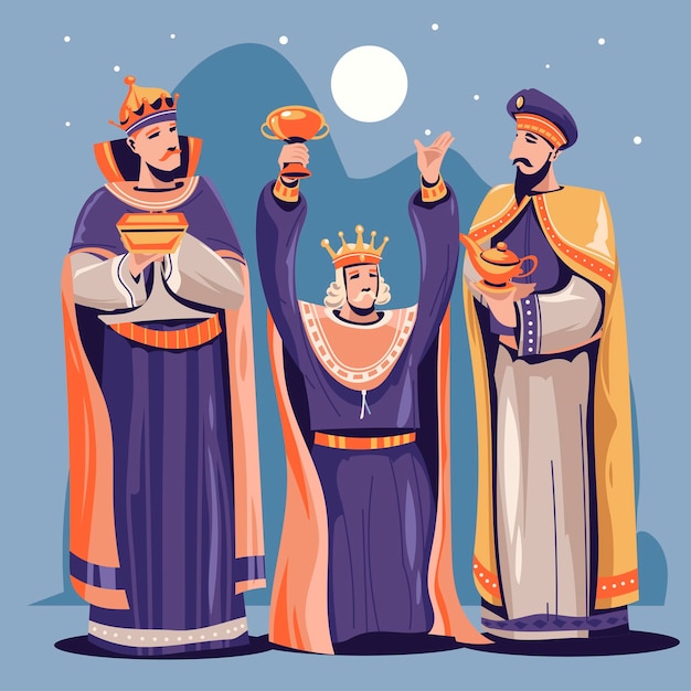 Illustration of Reyes Magos is Epiphany Christian Festival or Happy Three Kings Day