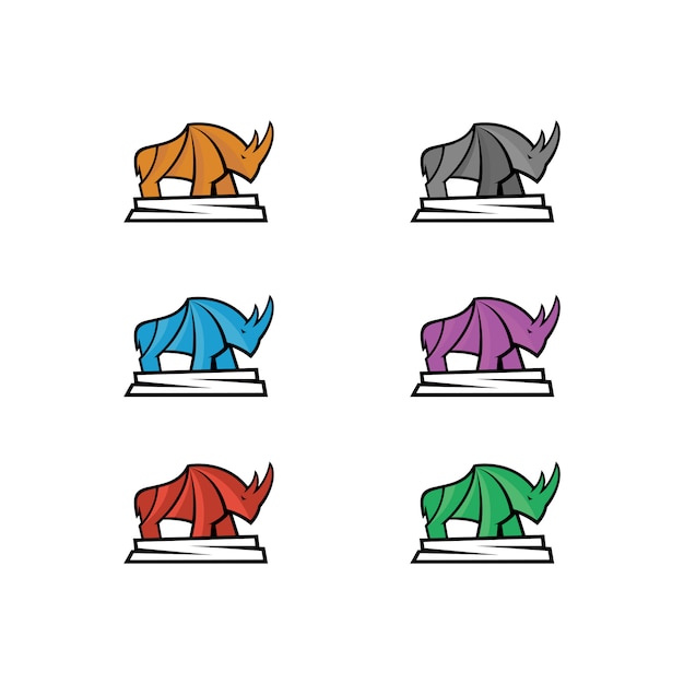 illustration of a rhinoceros with six color choices