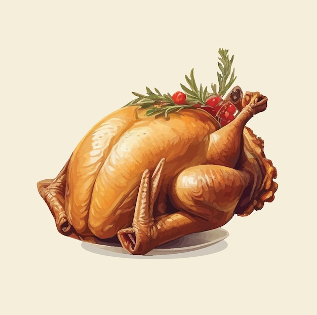 Vector illustration of a roasted turkey 02