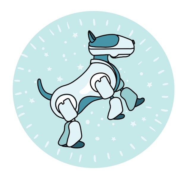  illustration of robot dog is standing on its hind legs