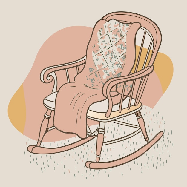 Vector an illustration of a rocking chair with a picture of a chair with a pattern on it