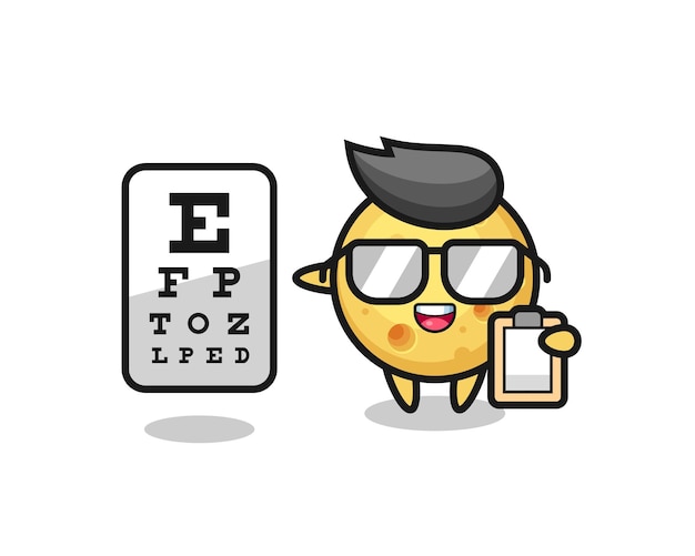 Illustration of round cheese mascot as an ophthalmology