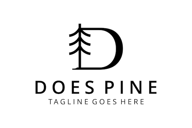 Illustration Rustic Retro Vintage Evergreen, Pines, Spruce, Cedar trees with D sign logo design