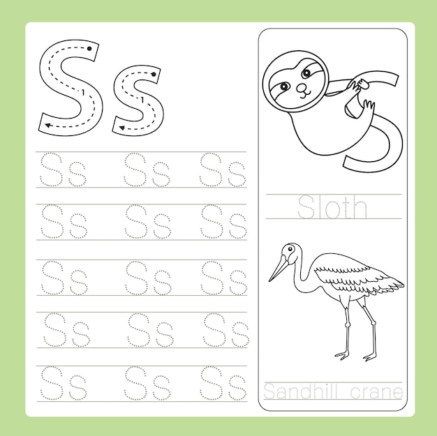 Illustration of S exercise AZ cartoon vocabulary animal