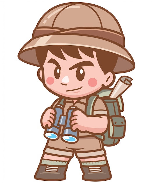 illustration of Safari Boy holding binoculars