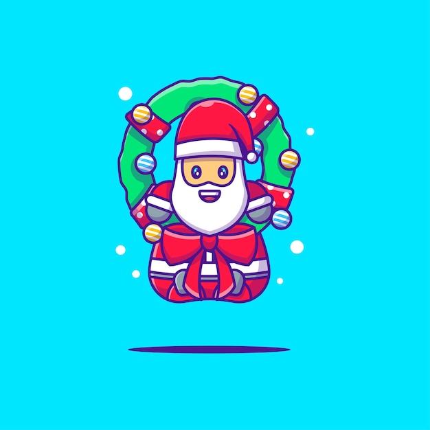 Illustration of a Santa Claus with christmas Wreaths. Merry christmas