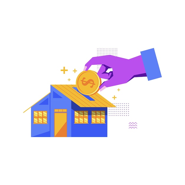 Vector illustration of saving to buy a house