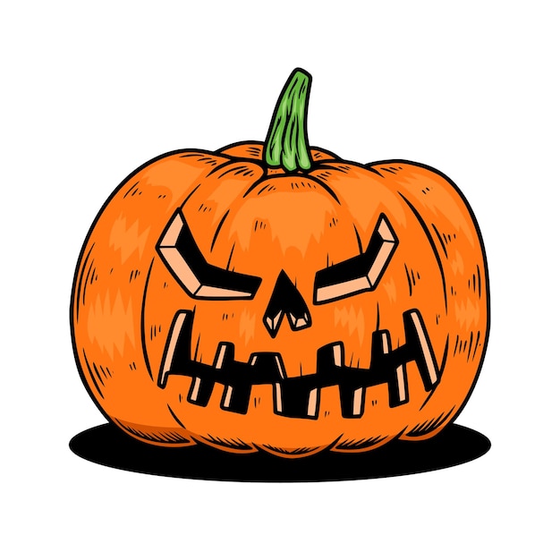 Vector illustration of scary halloween pumpkin design element for postercard banner sign emblem