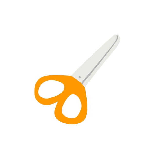 Illustration of scissors in orange color isolated on white background