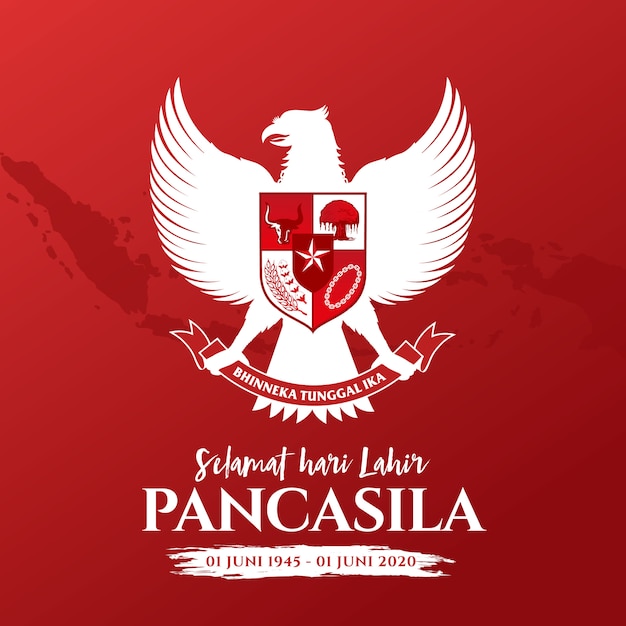  illustration. selamat hari Lahir Pancasila. Translation: Happy Pancasila day. .