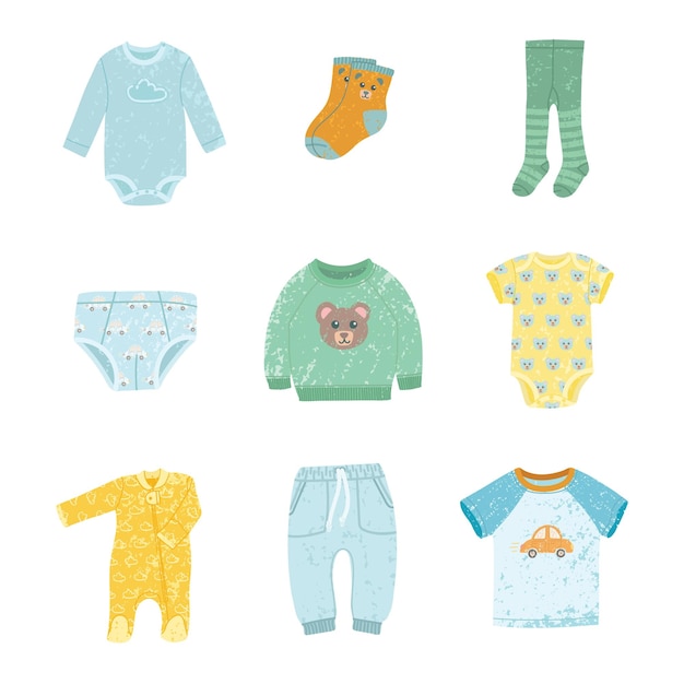 Illustration Set of Baby Clothes