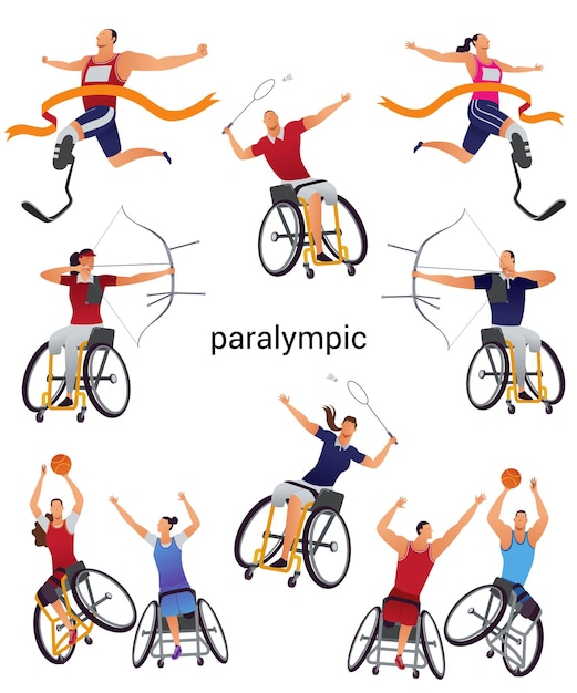 illustration set of paralympic athlete