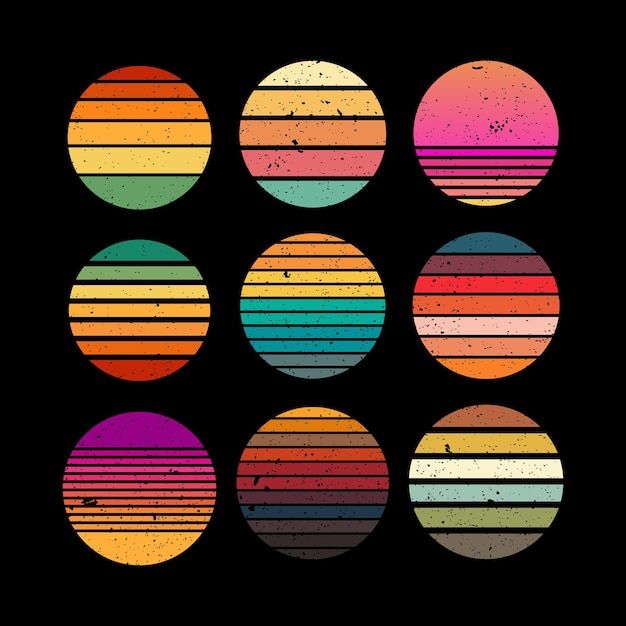 Illustration of a set of retro vintage grunge