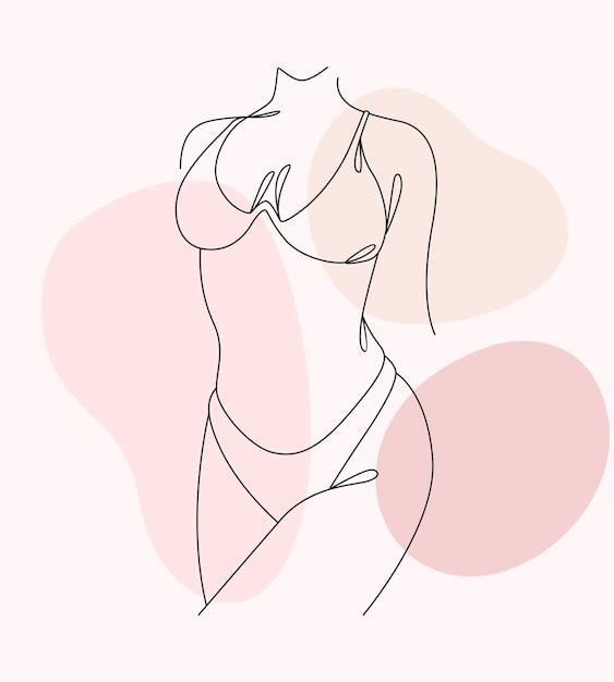 Illustration of a sexy female body one line style