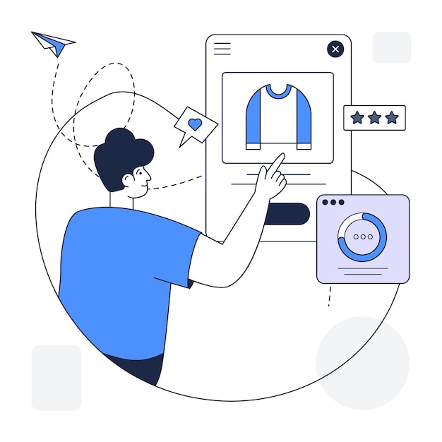 An illustration of shopping app outline design