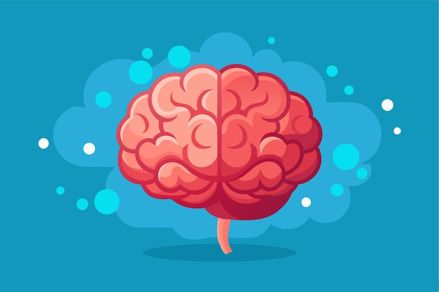 The illustration showcases a vibrant brain design with customizable features against a bright background Customizable brain illustration in semiflat style