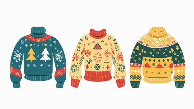 Vector the illustration shows a pair of sweaters with the words merry christmas