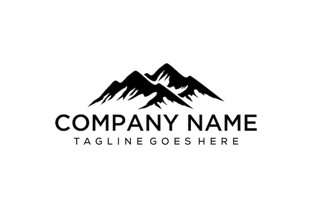 Illustration silhouette mountain vintage logo design