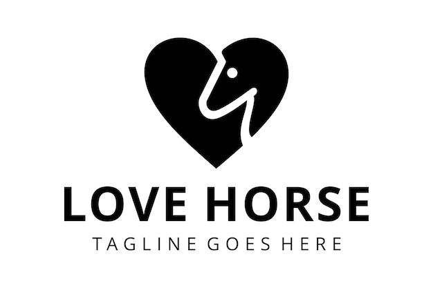 Illustration Simple Elegance horse head with heart Vector linear icons and logo design