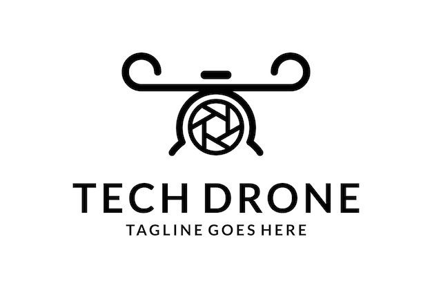 Illustration simple modern drone photography fly technology template logo design