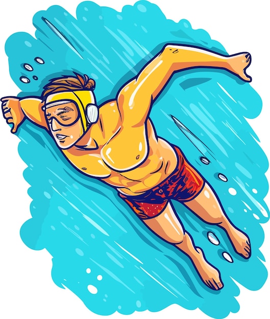 illustration simplify design man swimming sticker