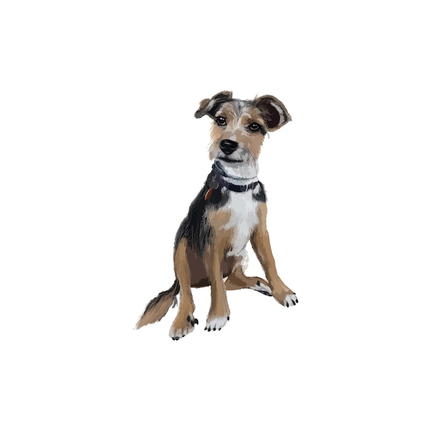 Vector illustration of a sitting terrier dog vector icon