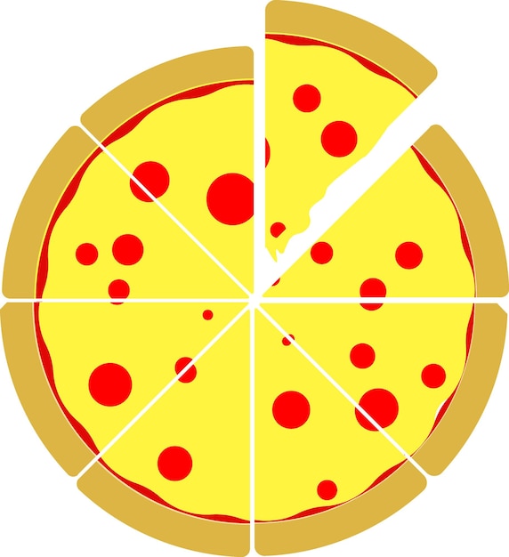 illustration of six slices pizza