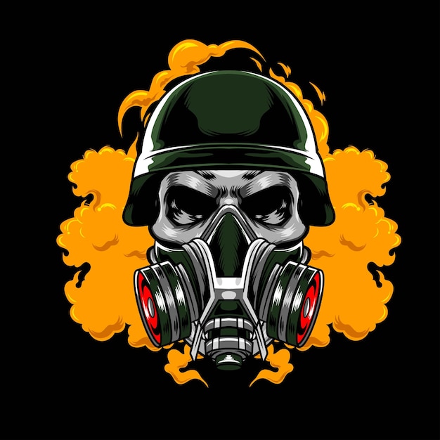 Illustration of skull and gas mask with premium quality stock vector