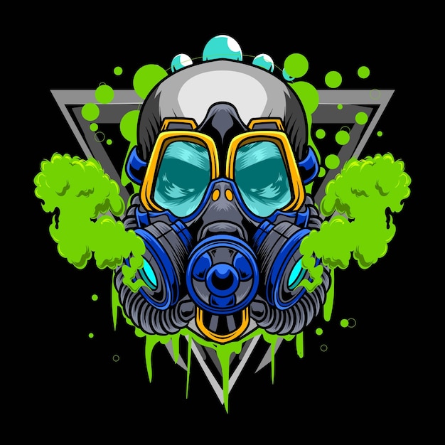 Illustration of skull and gas mask with premium quality stock vector