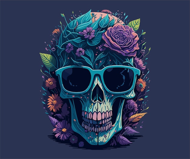 Illustration of a skull wearing glasses Part 1