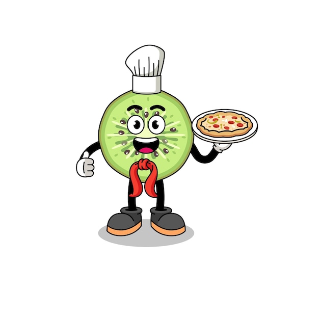 Illustration of sliced kiwifruit as an italian chef