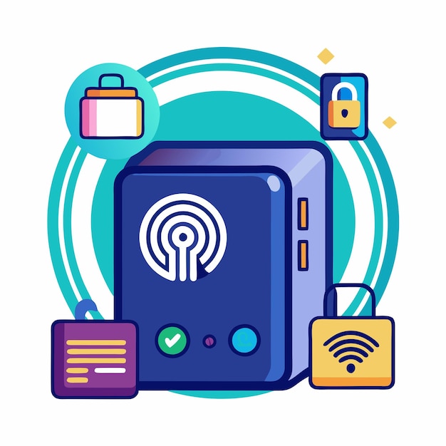 Vector illustration of a smart lockbox with biometric access the lockbox has a durable modern design with a fingerprint scanner or smartphone connectivity