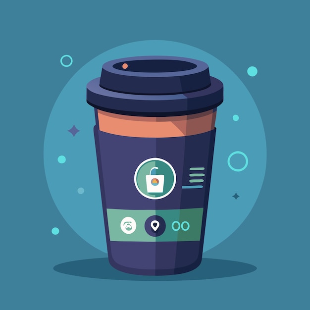 illustration of a smart reusable coffee cup that tracks your coffee consumption and temperature