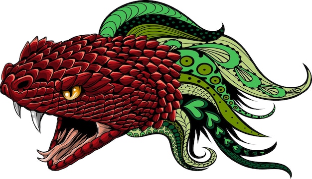 illustration of Snake head with mandala ornaments