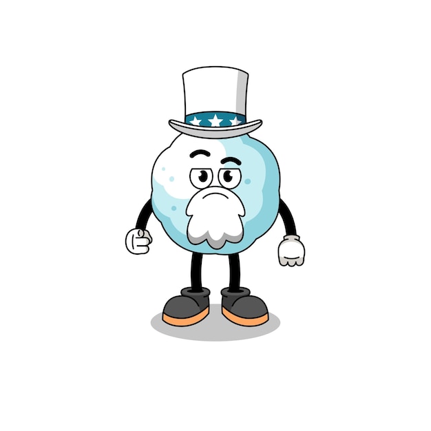 Illustration of snowball cartoon with i want you gesture