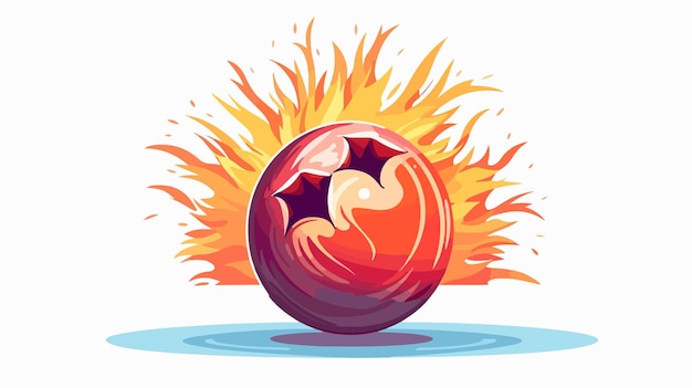 an illustration of a soccer ball with flames in the background