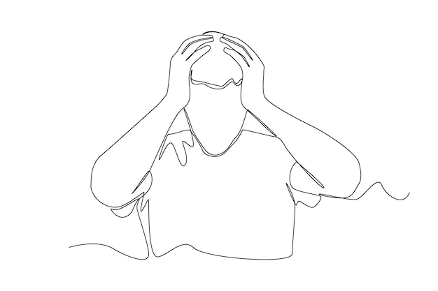 An illustration of someone who feels stressed at work at the start of each week simple continuous line work Work day