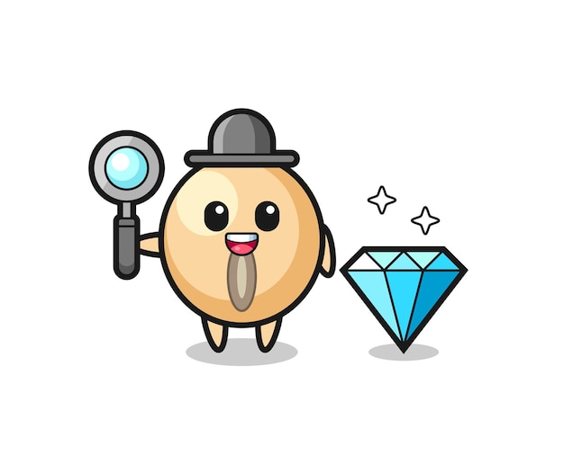 Illustration of soy bean character with a diamond