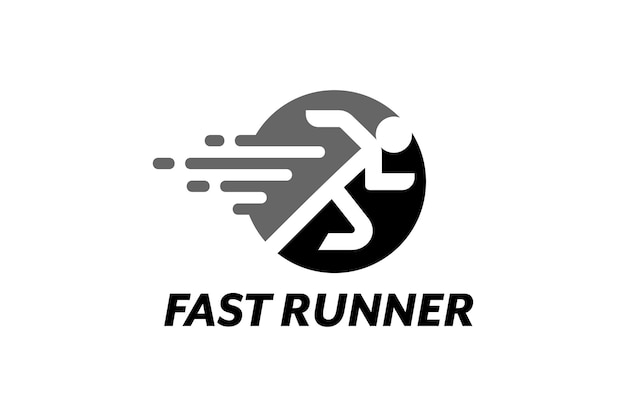 Illustration sport people run quickly toward the finish line logo design