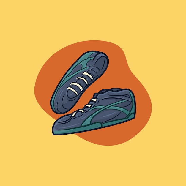 Illustration of sports shoes on a yellow background