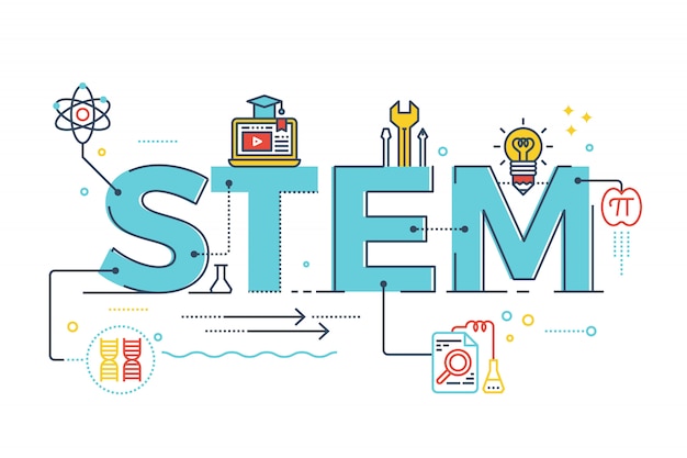 Illustration of STEM - science, technology, engineering, mathematics